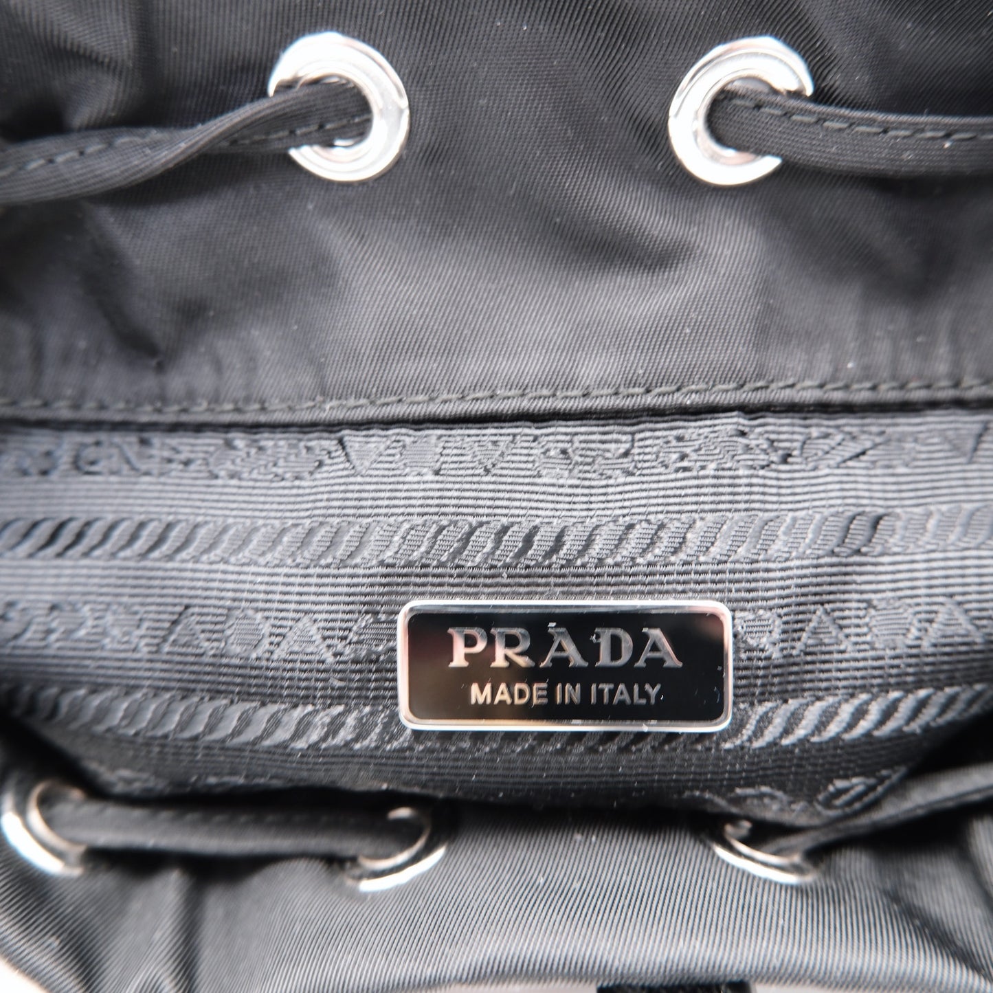Prada Embroidered Re-Nylon Bucket Bag