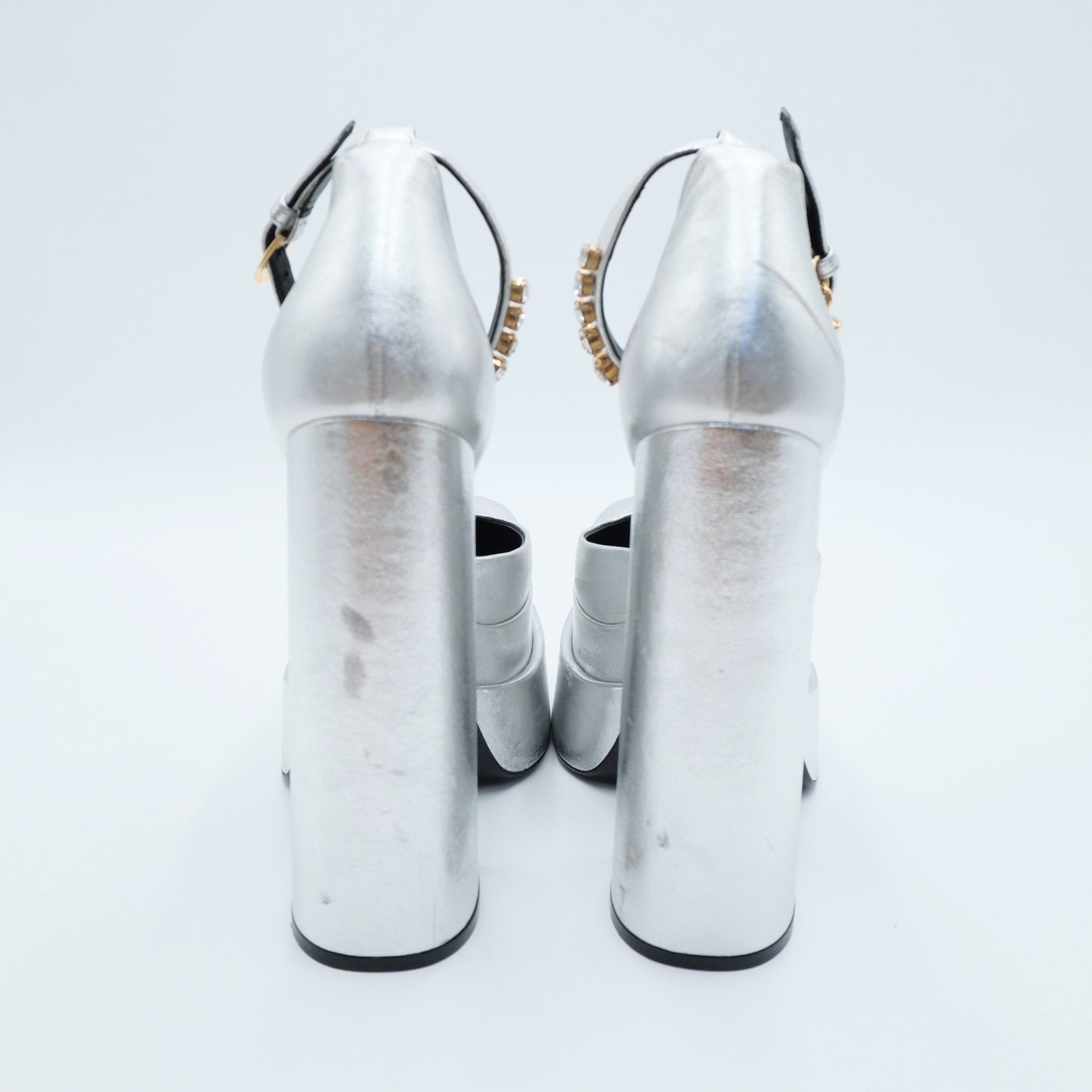 Versace Medusa Aevitas Silver Heels (Size 38.5)