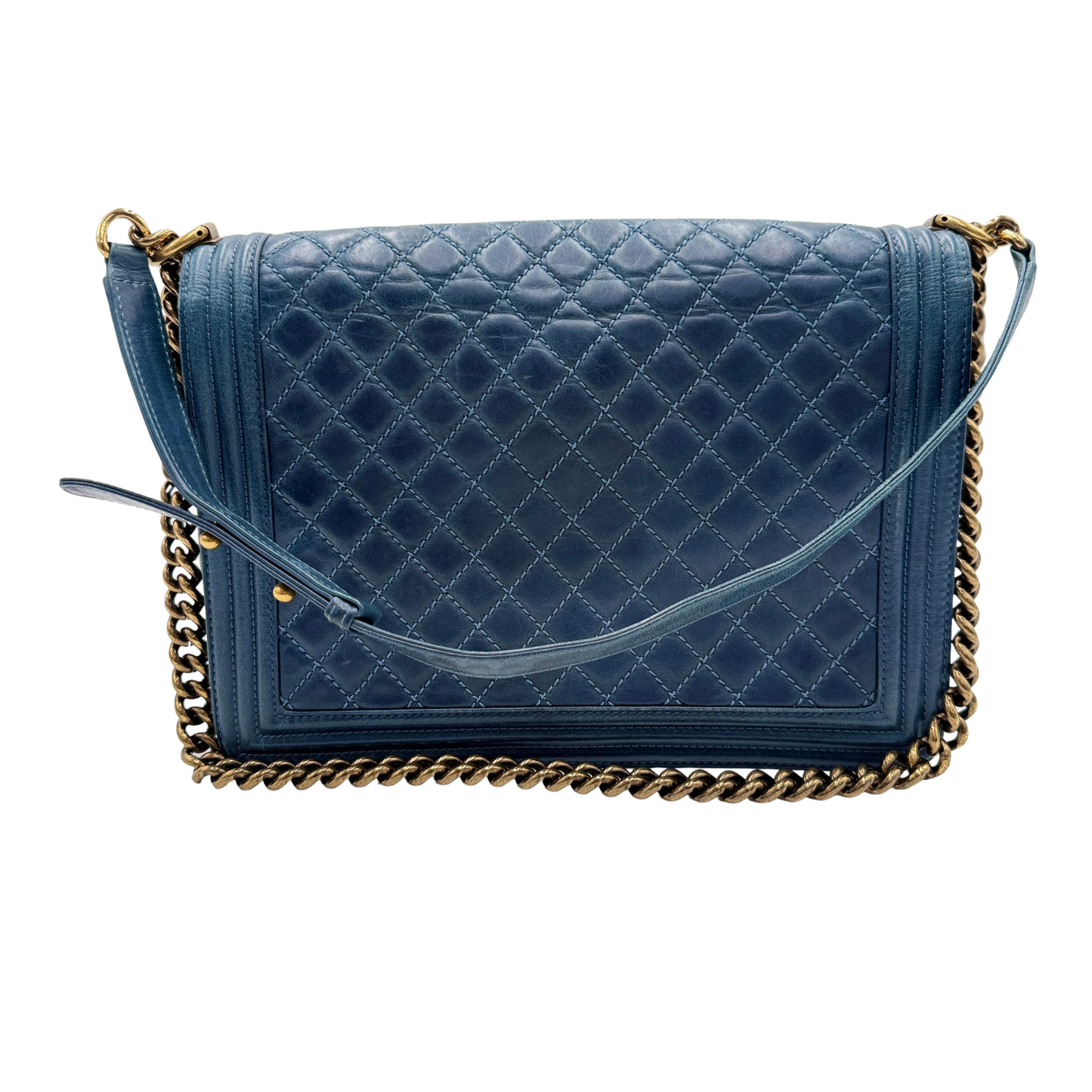Chanel Blue Quilted Large Boy Bag