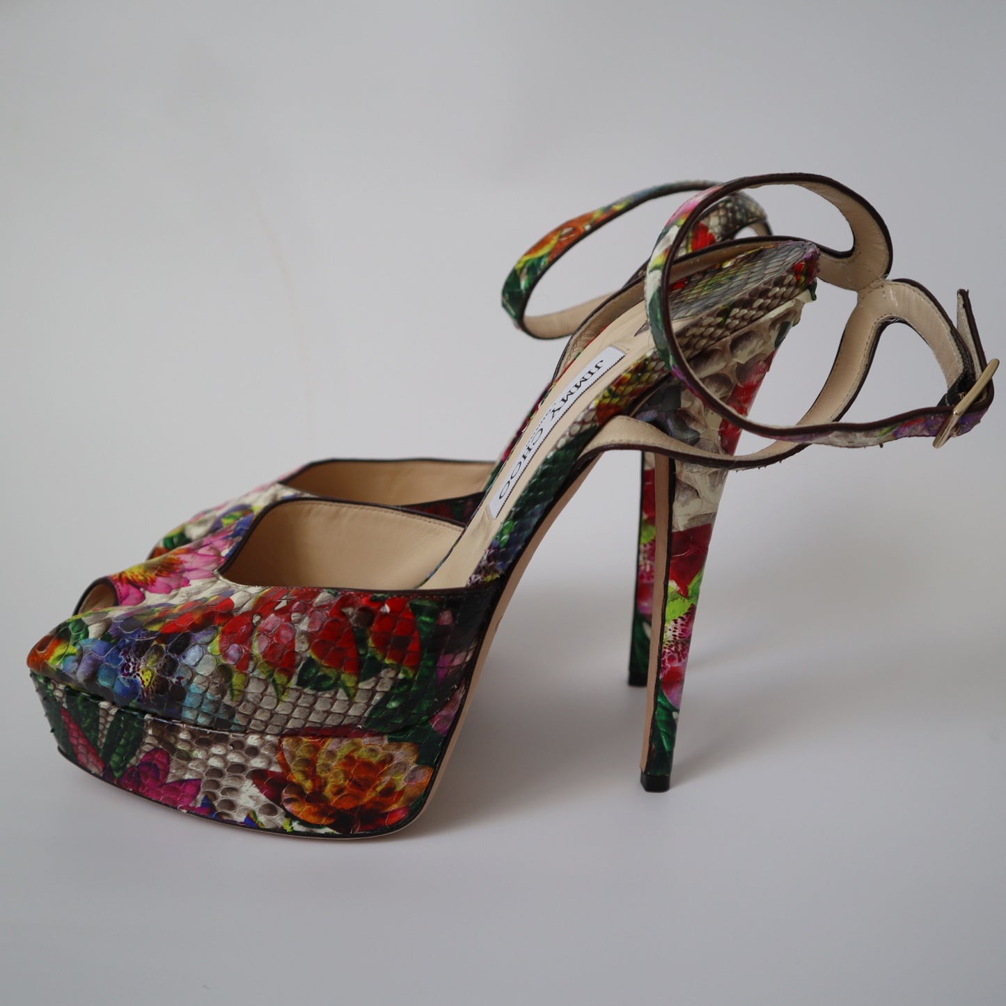 Jimmy Choo Floral Snake Platform Heels