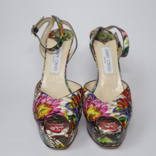 Jimmy Choo Floral Snake Platform Heels
