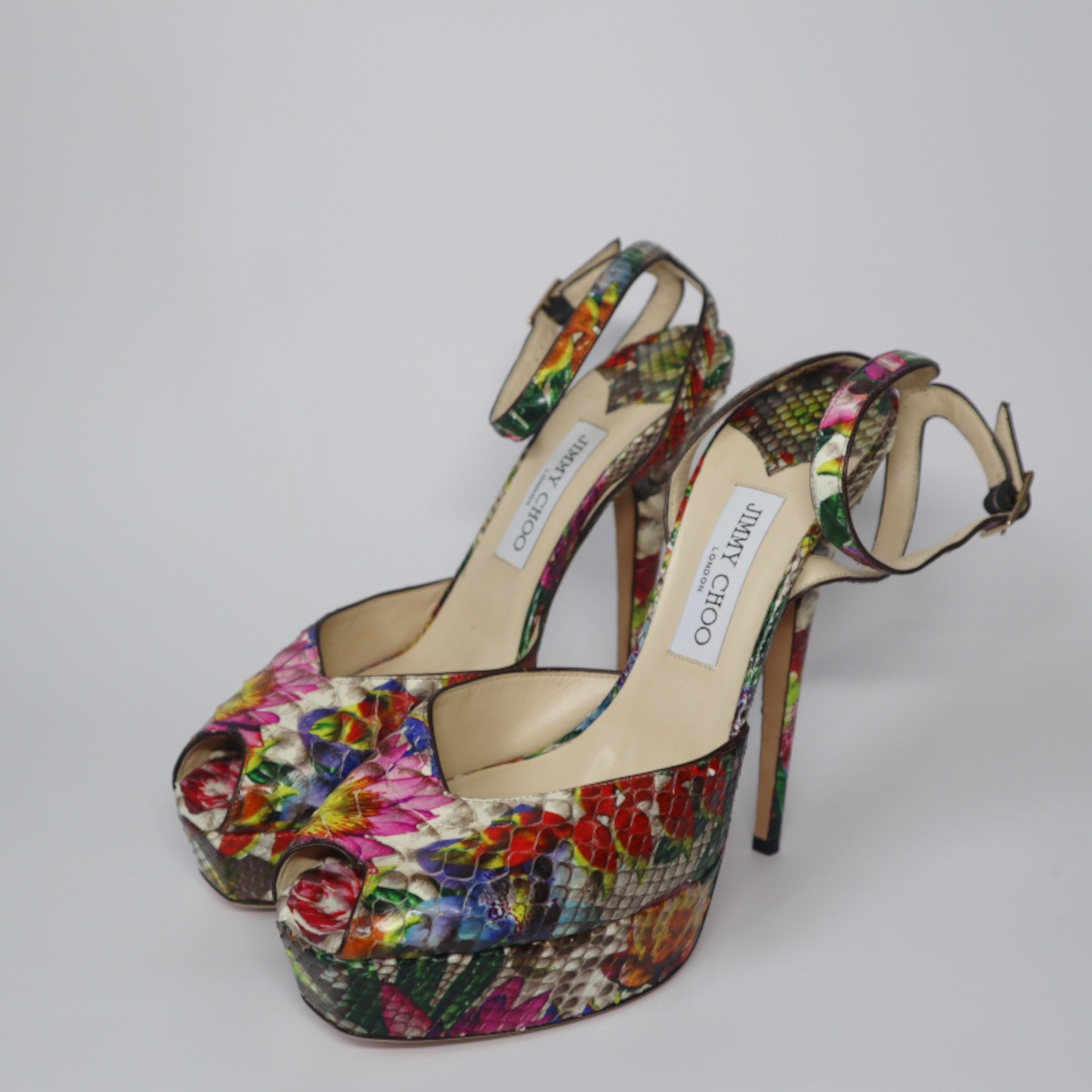 Jimmy Choo Floral Snake Platform Heels