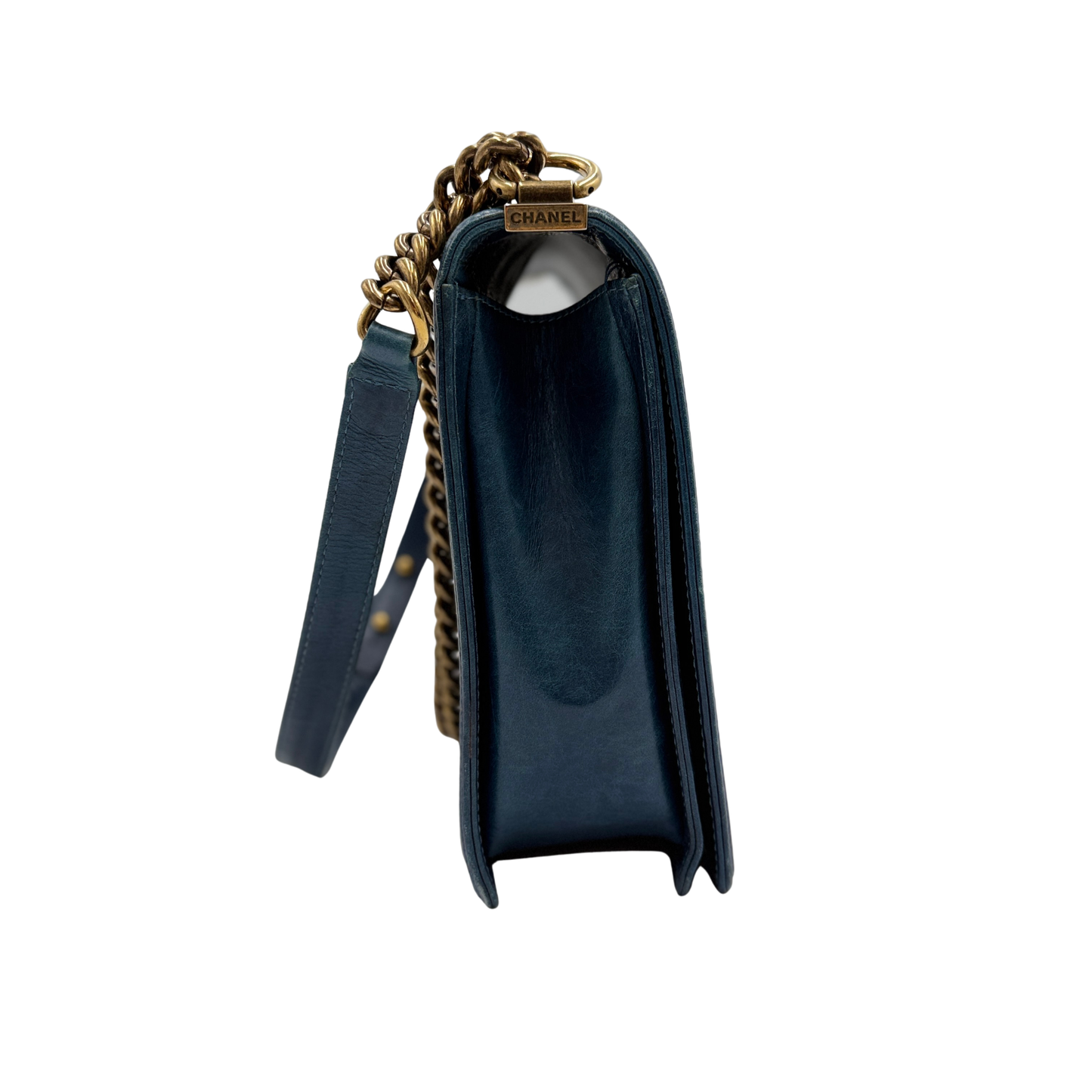 Chanel Blue Quilted Large Boy Bag