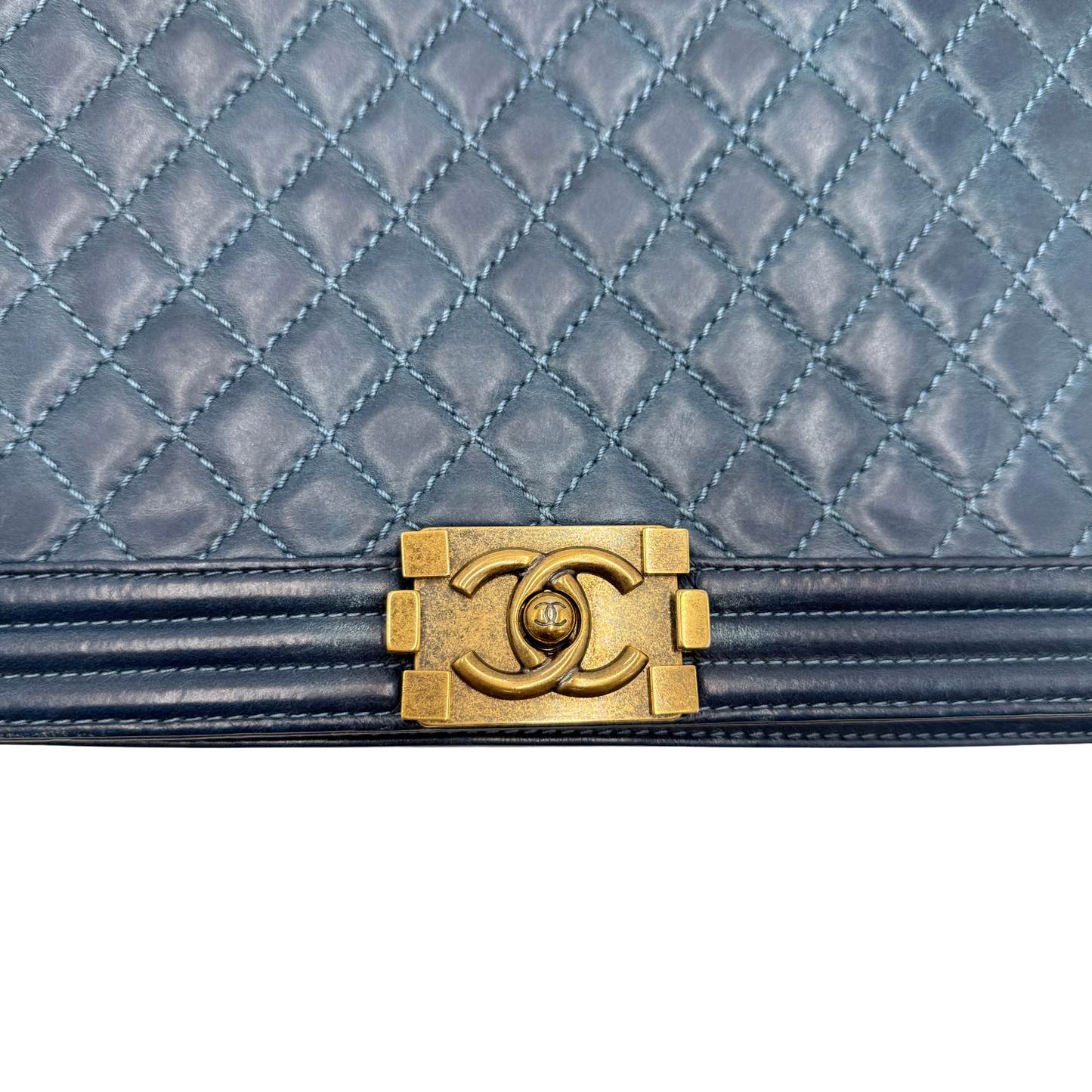 Chanel Blue Quilted Large Boy Bag