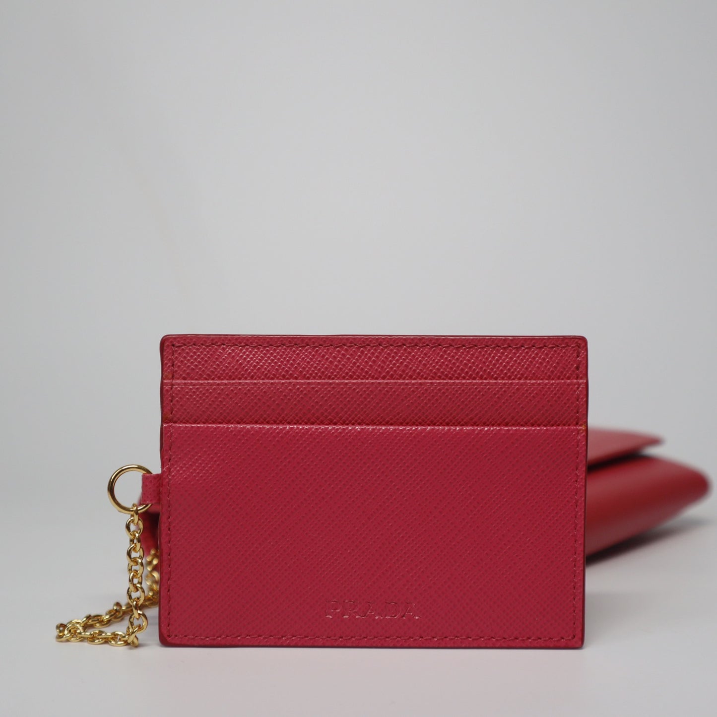 Prada Logo Saffiano Pink Leather Long Bifold Wallet