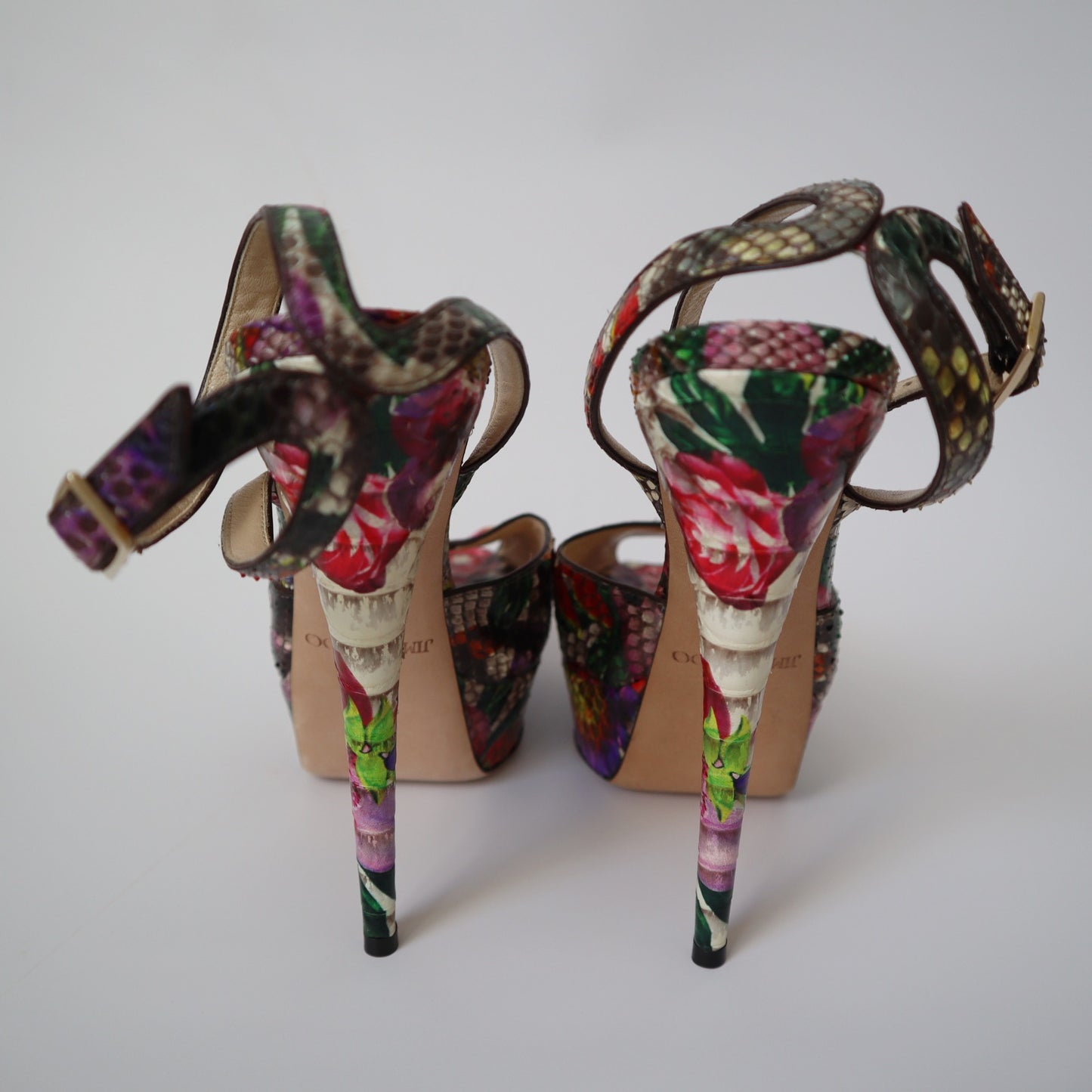 Jimmy Choo Floral Snake Platform Heels