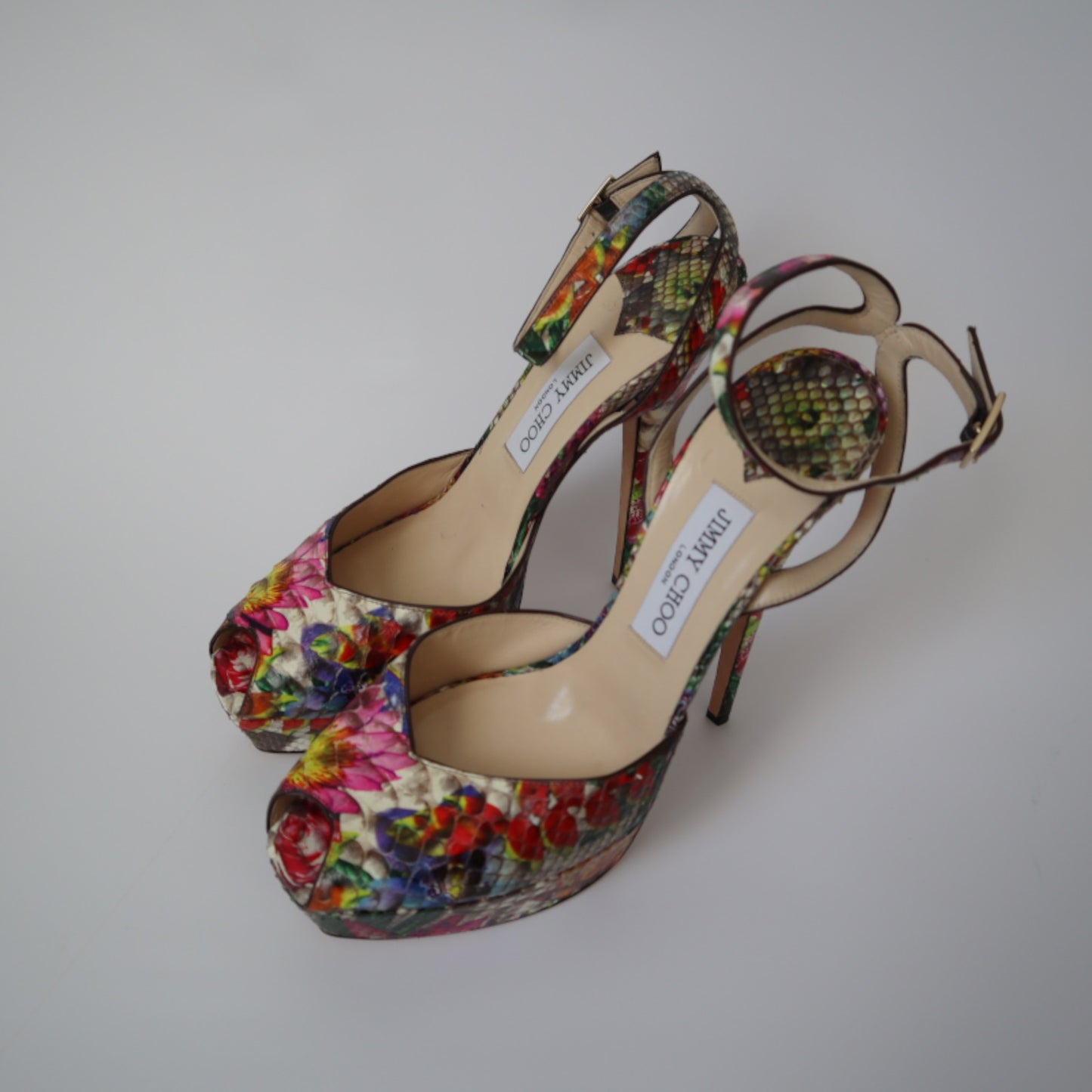 Jimmy Choo Floral Snake Platform Heels