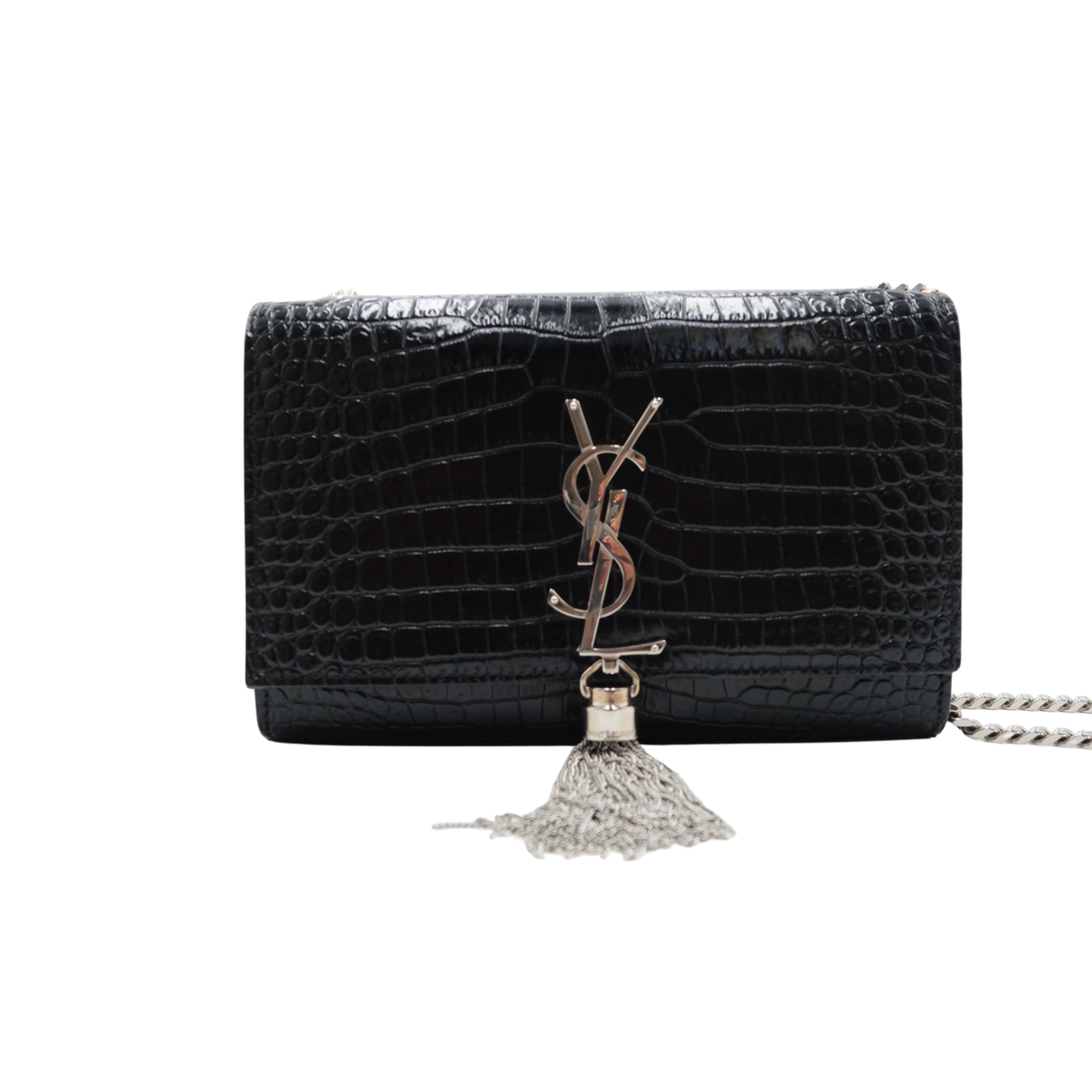 Saint Laurent Kate Small Croc-Embossed Bag