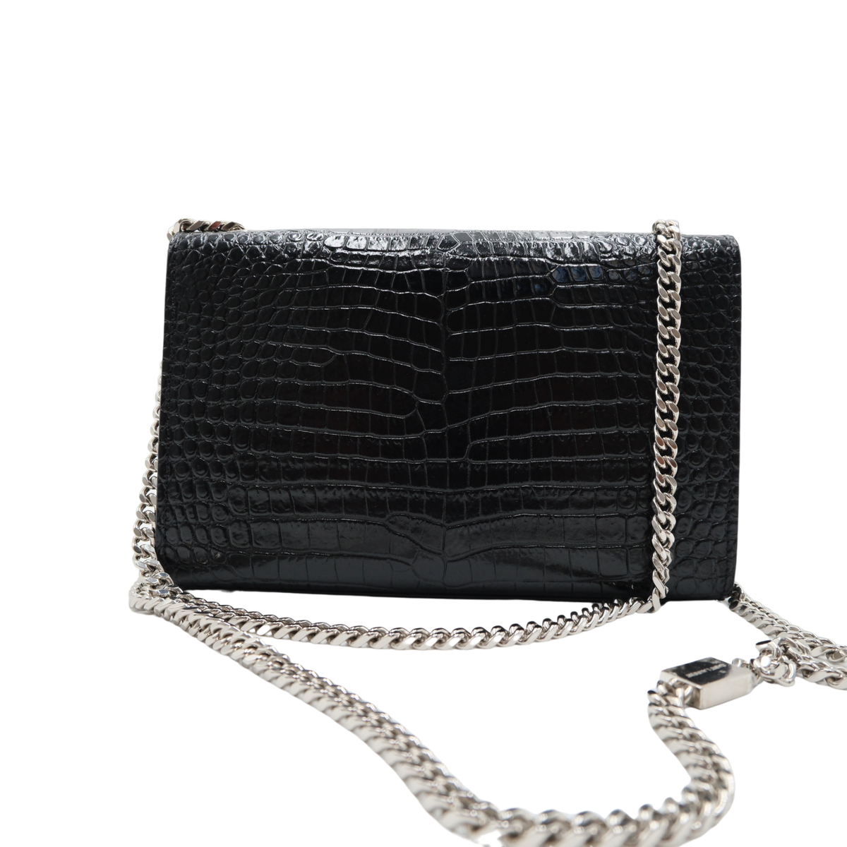 Saint Laurent Kate Small Croc-Embossed Bag