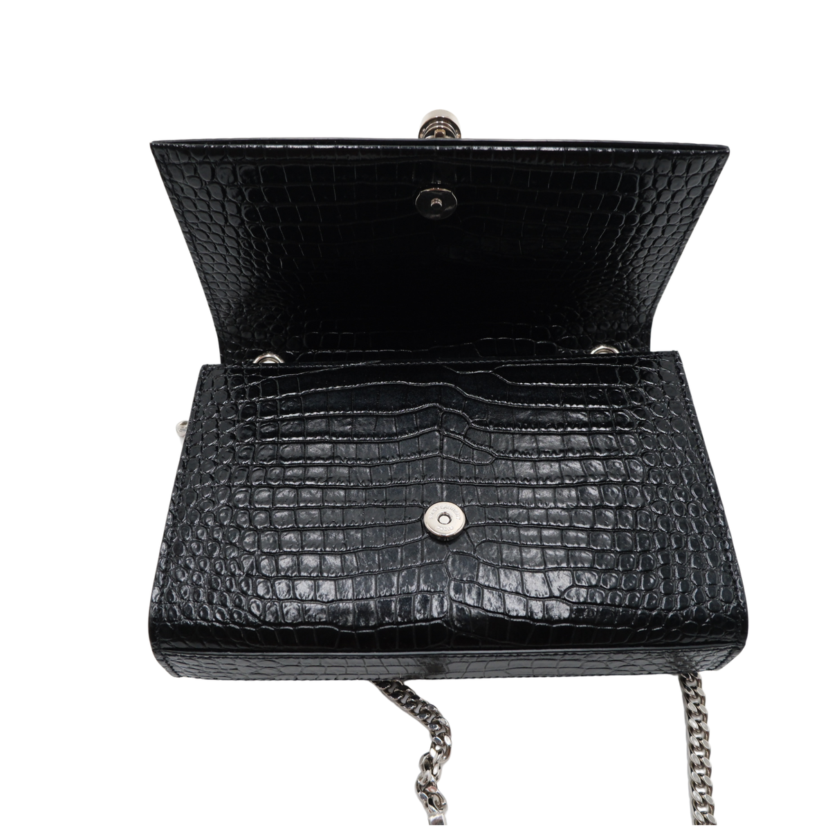 Saint Laurent Kate Small Croc-Embossed Bag