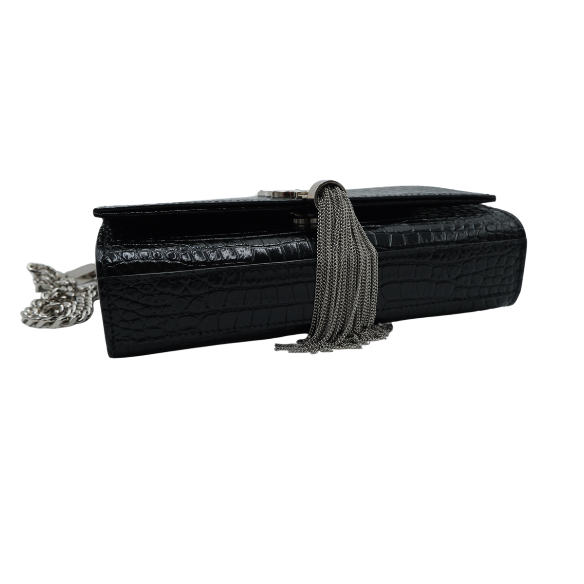 Saint Laurent Kate Small Croc-Embossed Bag